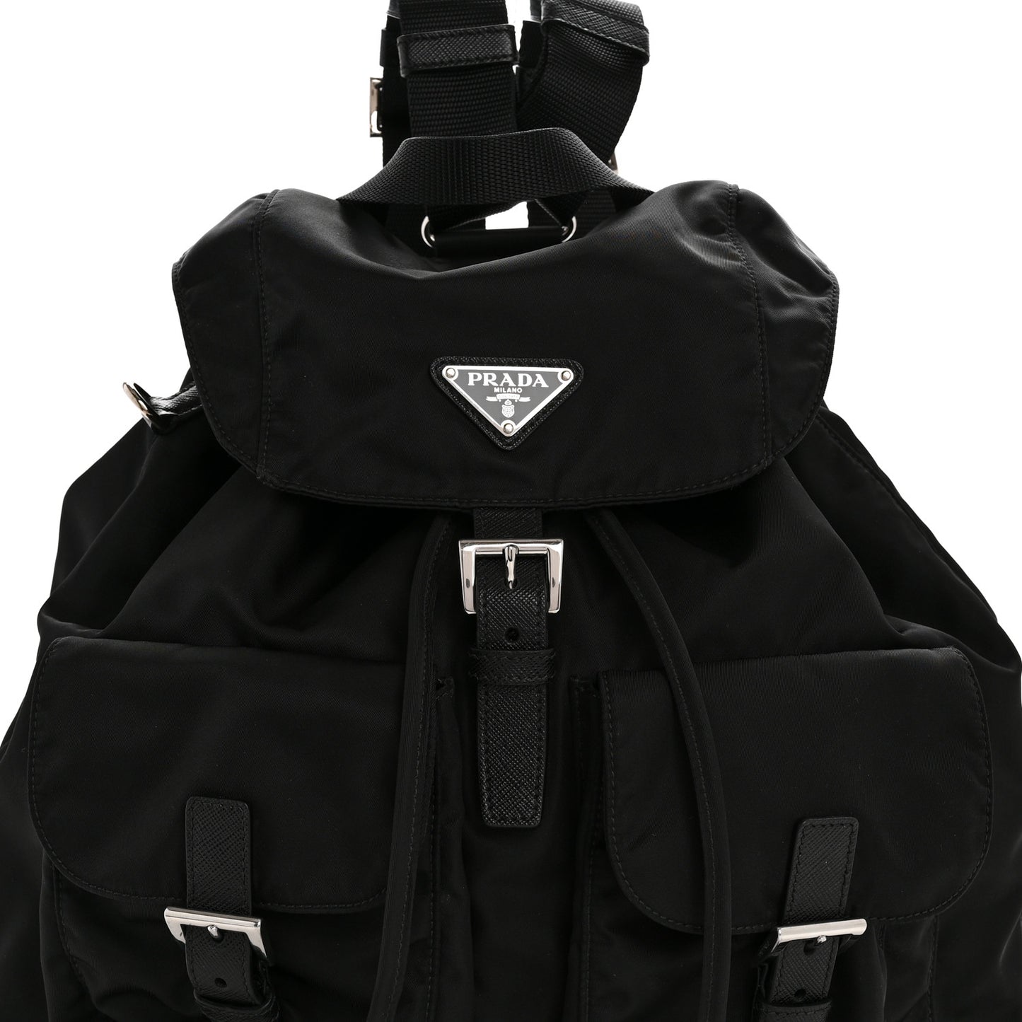Re-Nylon Vela Saffiano Medium Backpack Black