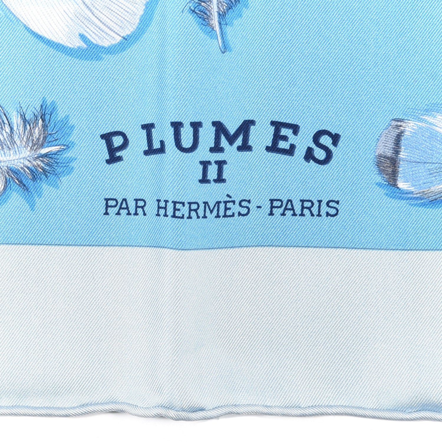 Hermes Silk Plumes II Scarf 90 Bleu Glacier Azur Ardoise 3 of 5