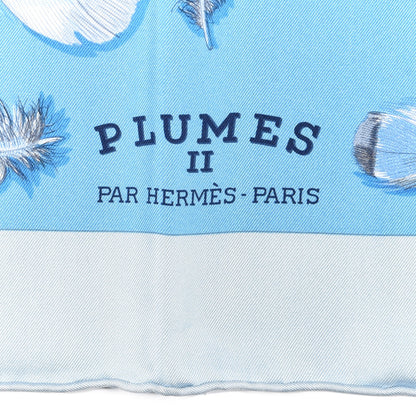 Hermes Silk Plumes II Scarf 90 Bleu Glacier Azur Ardoise 3 of 5