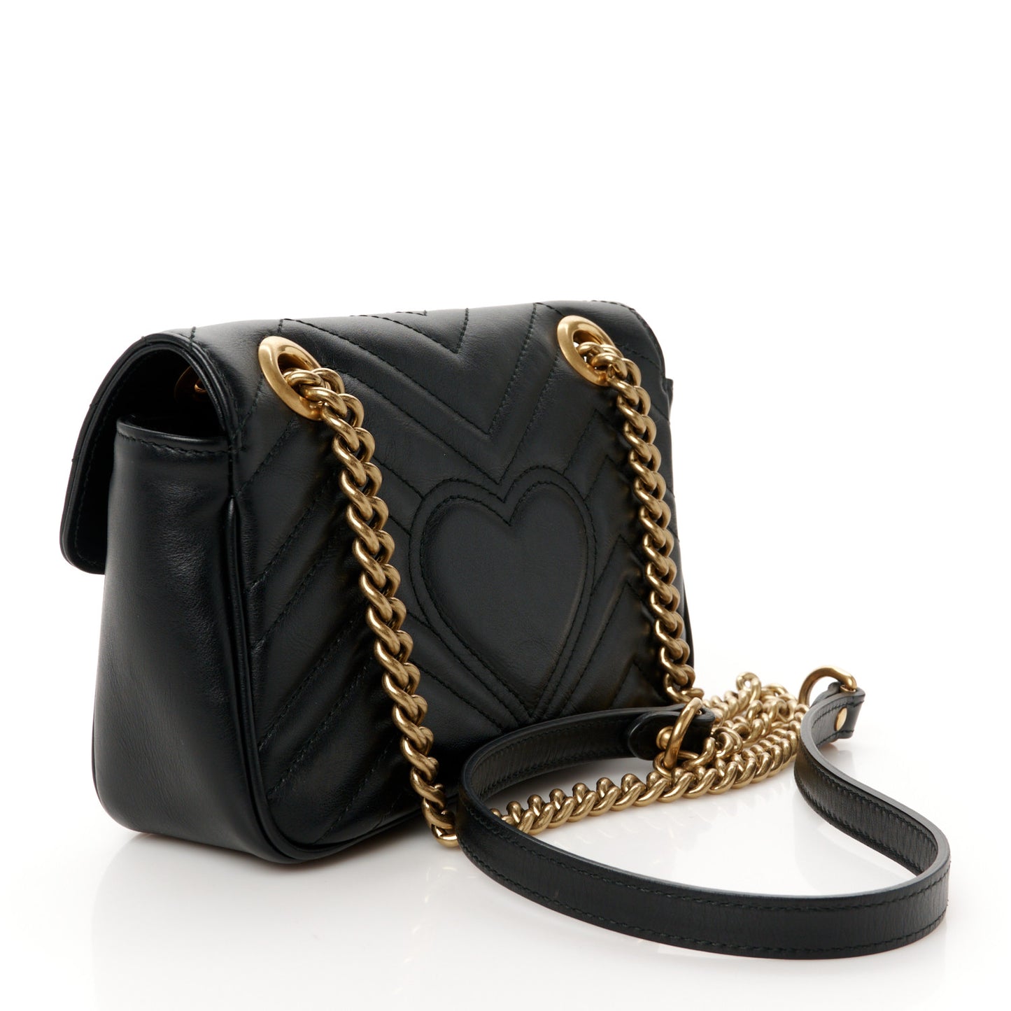 Calfskin Matelasse Mini GG Marmont Shoulder Bag Black