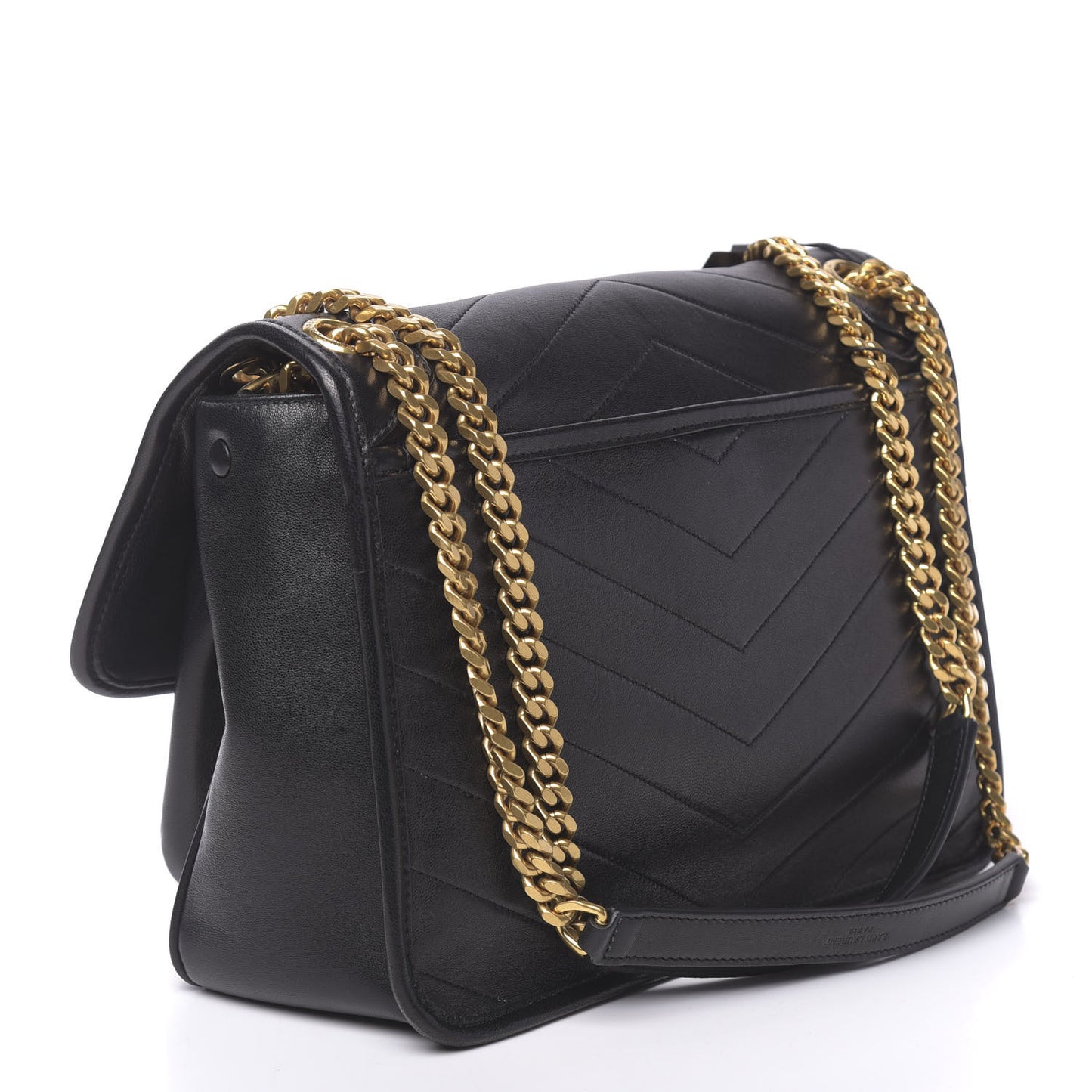 Lambskin Matelasse Monogram Medium Niki Chain Satchel Black