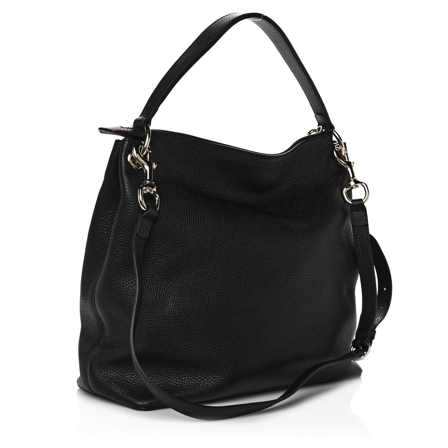 Pebbled Calfskin Large Soho Hobo Black