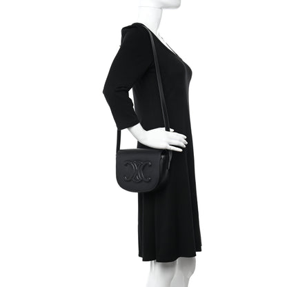 Celine Smooth Calfskin Cuir Triomphe Folco Crossbody Bag Black 2 of 12