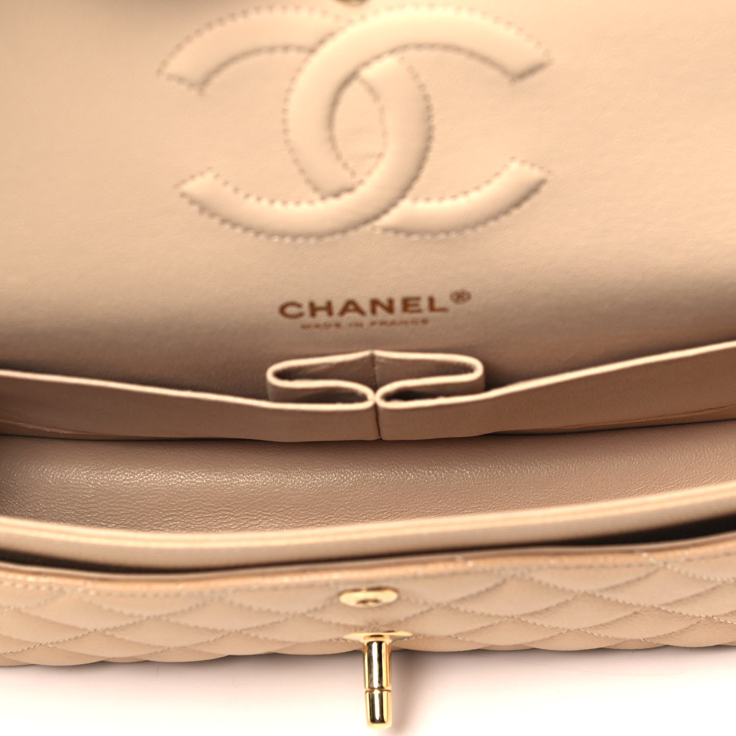 Chanel Caviar Quilted Medium Double Flap Beige 5 of 9