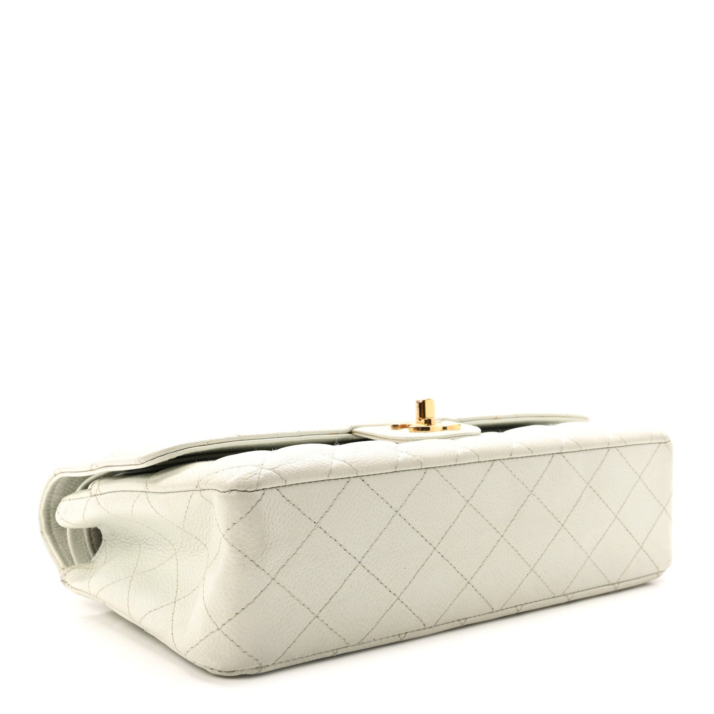 Caviar Quilted Medium Double Flap Light Blue
