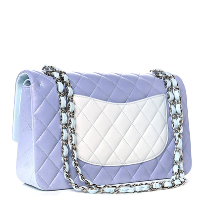 Chanel Perforated Lambskin Quilted Medium Double Flap Light Blue Light Purple White 3 of 10