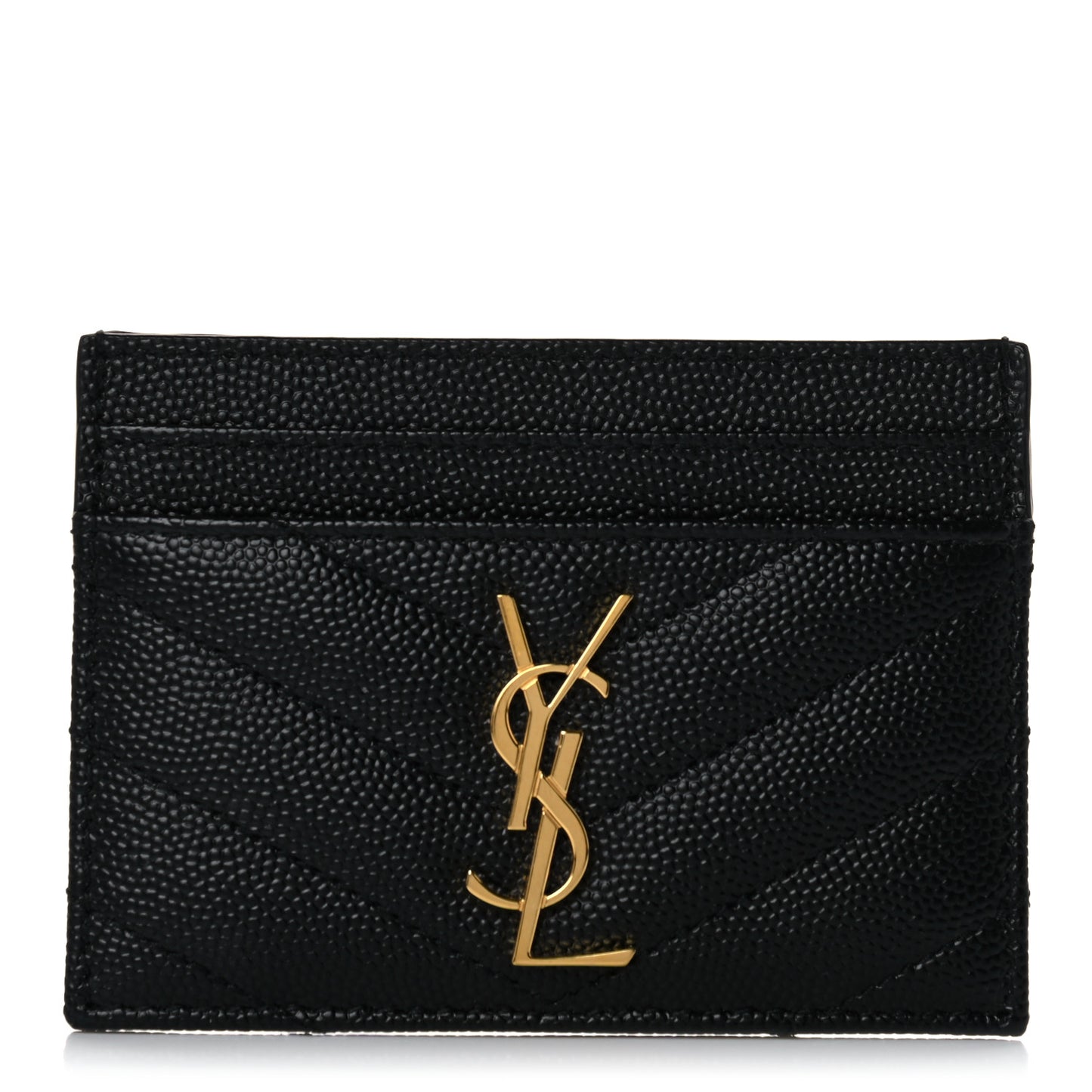 Grain De Poudre Matelasse Chevron Monogram Credit Card Case Black