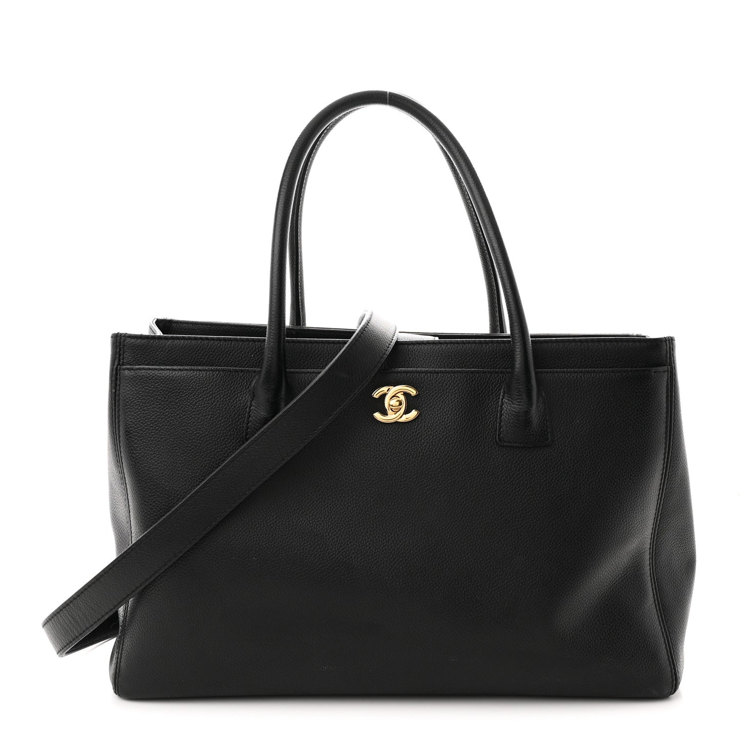 Calfskin Cerf Executive Shopper Tote Black
