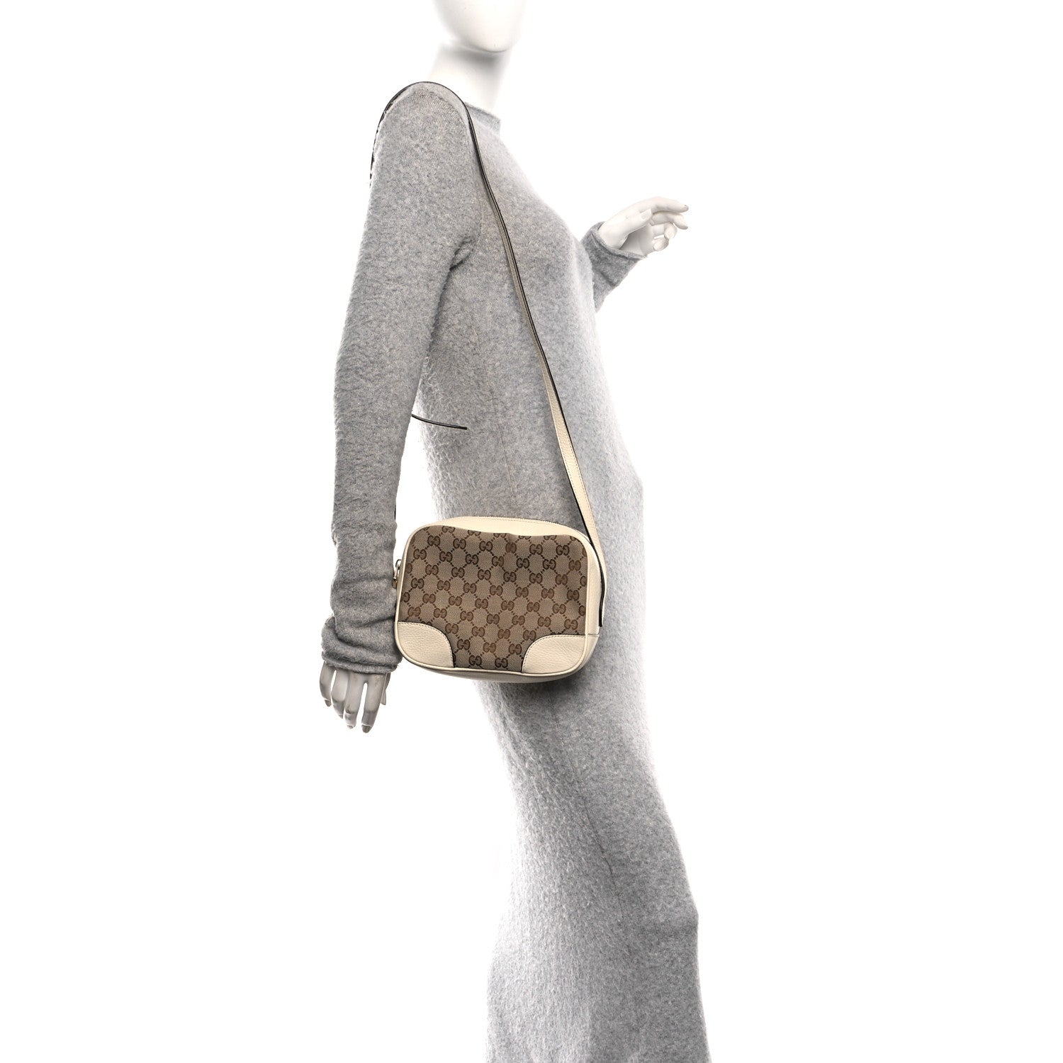 Gucci Monogram Dollar Calfskin Mini Bree Messenger Bag Beige Ebony Avoire 2 of 11
