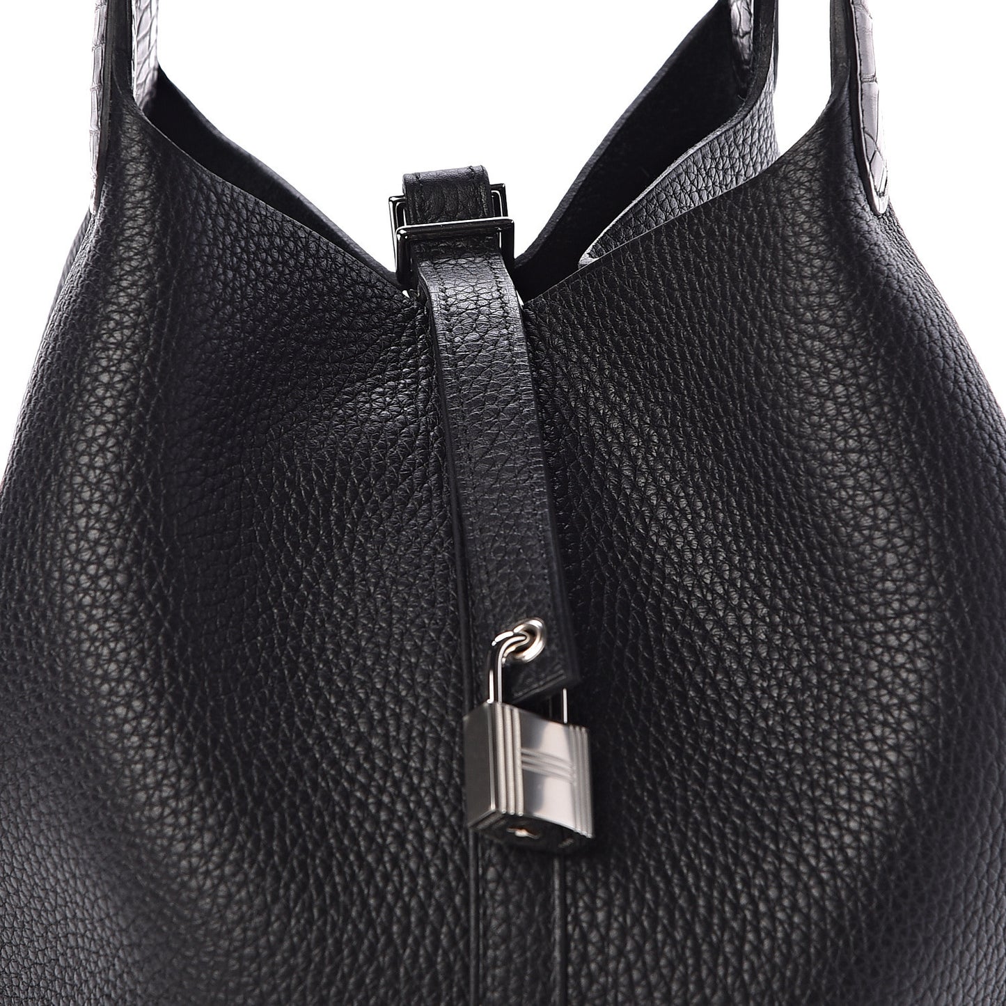 Taurillon Clemence Matte Alligator Picotin Lock Touch 22 MM Black
