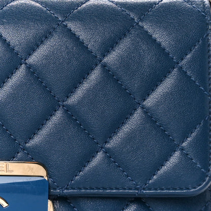 Chanel Sheepskin Quilted Beauty Lock Flap Blue 8 of 10