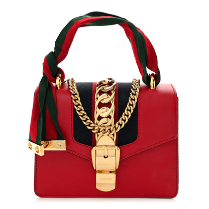 Gucci Calfskin Mini Sylvie Chain Shoulder Bag Hibiscus Red 1 of 10