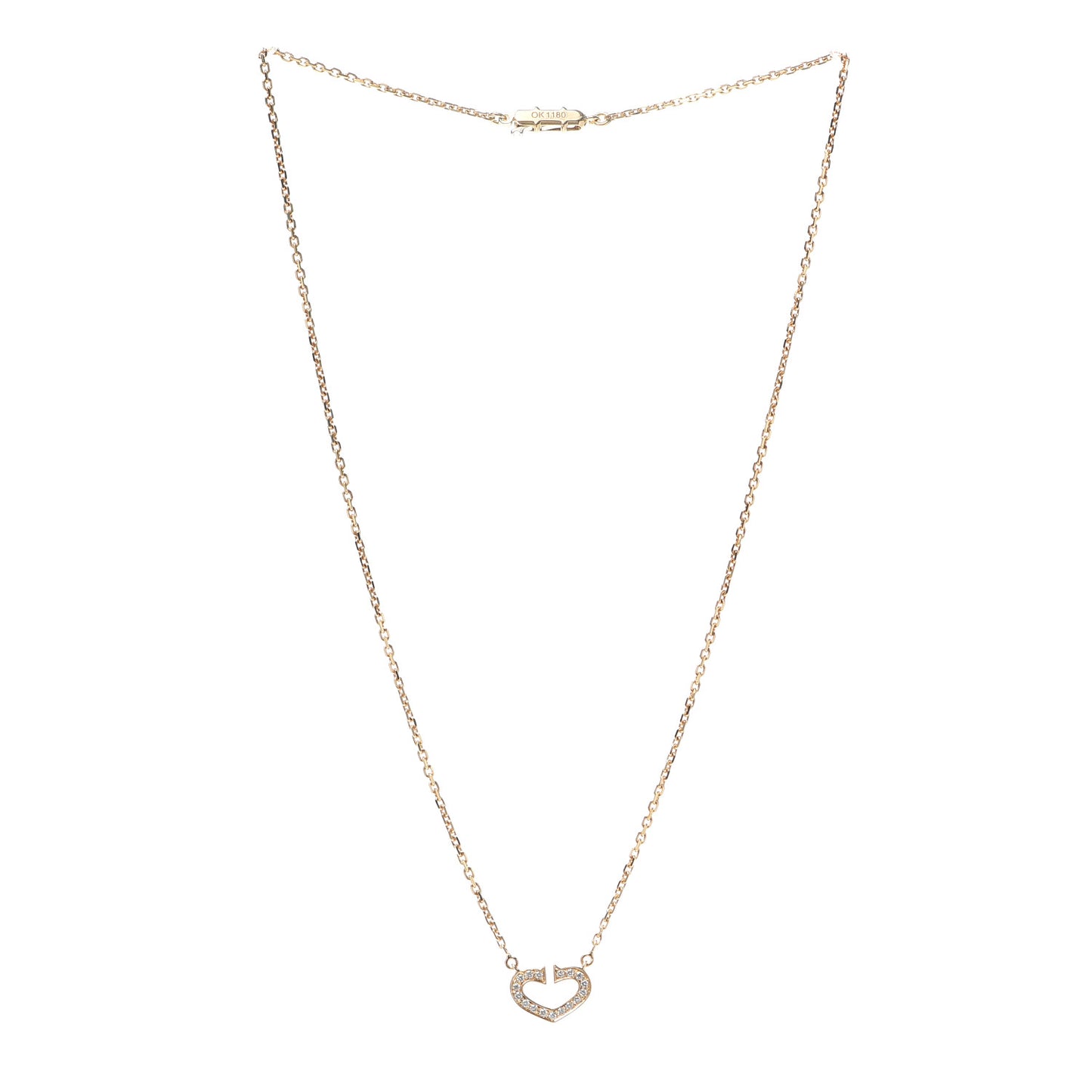 18K Yellow Gold Diamond Hearts And Symbols Pendant Necklace