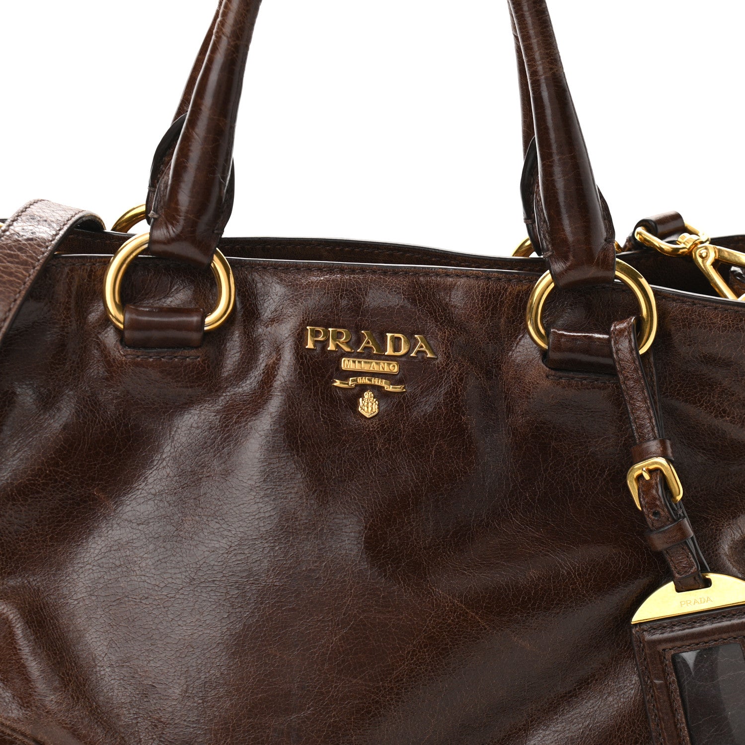 Prada Vitello Shine Shopping Satchel Bruciato 13 of 13