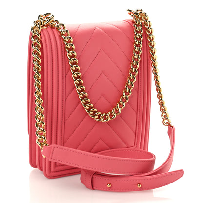 Chanel Calfskin Chevron North South Boy Flap Pink 3 of 9