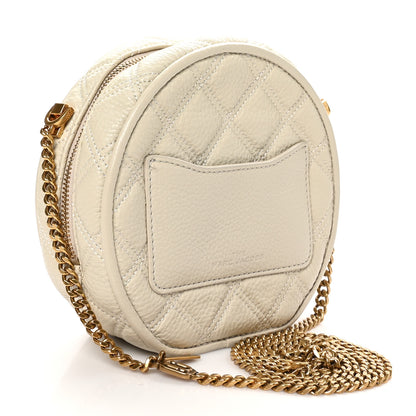 Marc Jacobs Grained Calfskin Quilted The Status Round Crossbody Oatmilk 3 of 11
