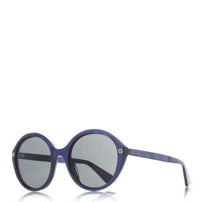 Gucci Acetate Round Sunglasses GG 0023S Blue Grey 1 of 9