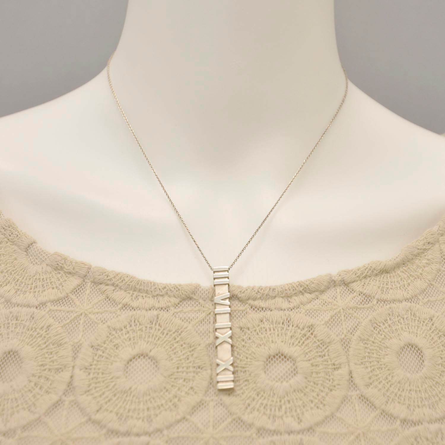 Tiffany Sterling Silver Atlas Bar Pendant Necklace 2 of 4