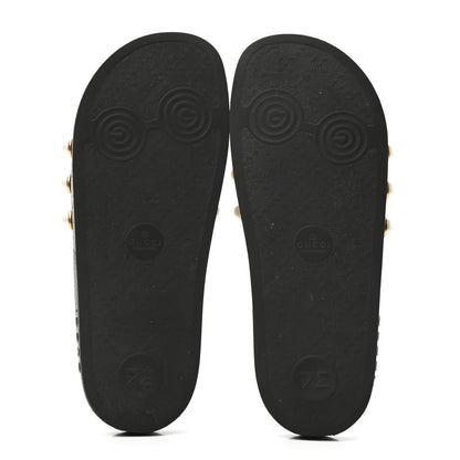 Gucci GG Supreme Monogram Pearls Slide Sandals 38 Beige 5 of 9