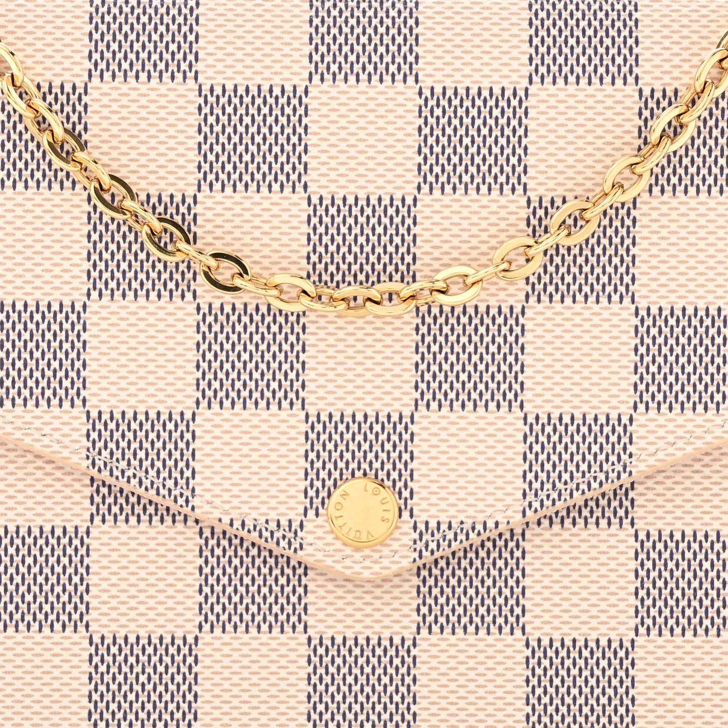 Damier Azur Pochette Felicie Chain Wallet Rose Ballerine