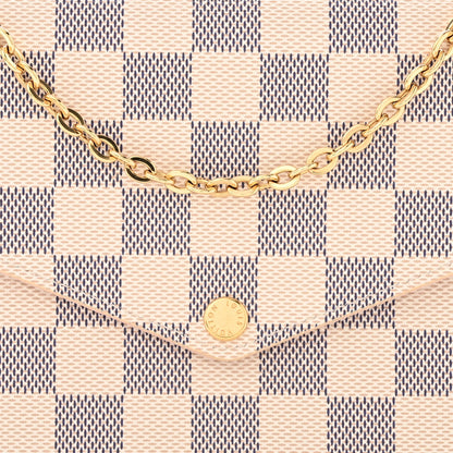 Louis Vuitton Damier Azur Pochette Felicie Chain Wallet Rose Ballerine 9 of 12