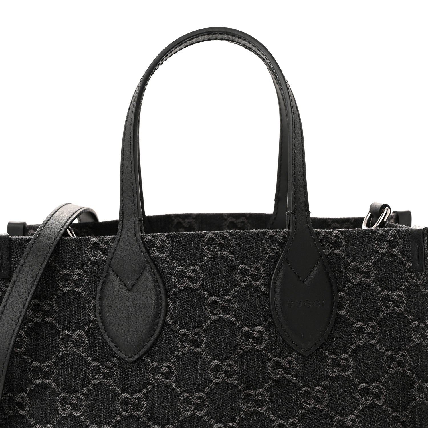 Gucci Denim Ophidia GG Monogram Tote Medium Black Grey 9 of 12
