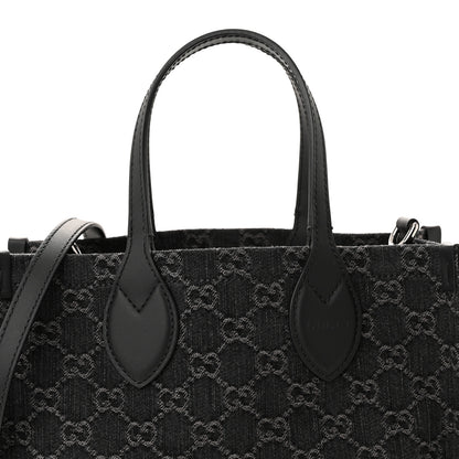Gucci Denim Ophidia GG Monogram Tote Medium Black Grey 9 of 12