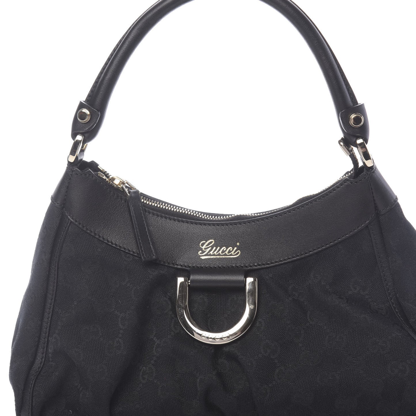 Monogram Medium D Gold Ring Hobo Black