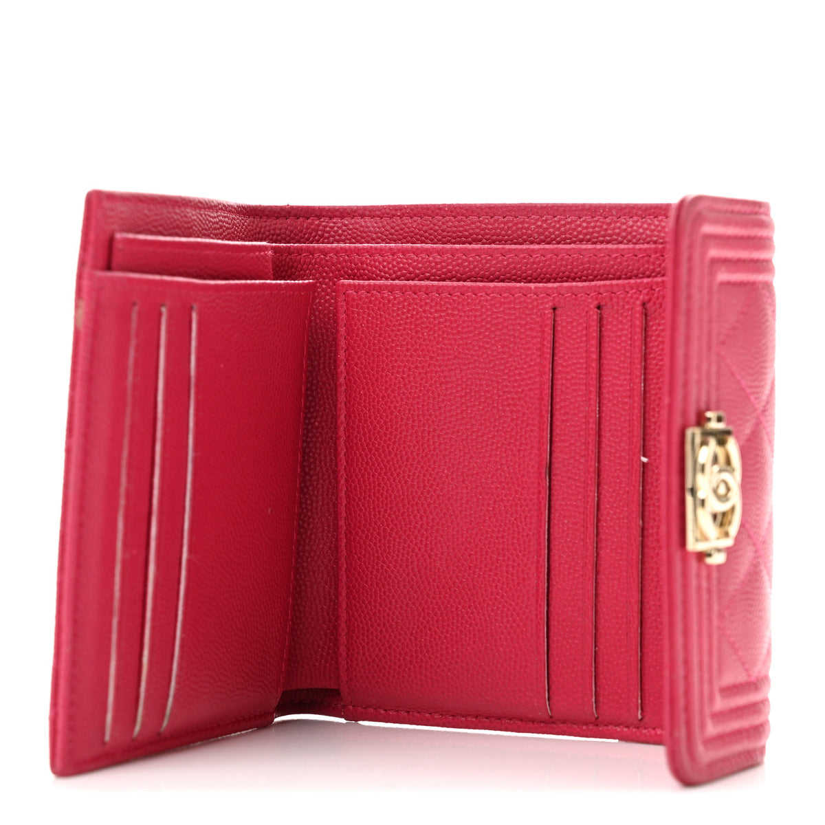 Caviar Quilted Compact Boy Wallet Pink