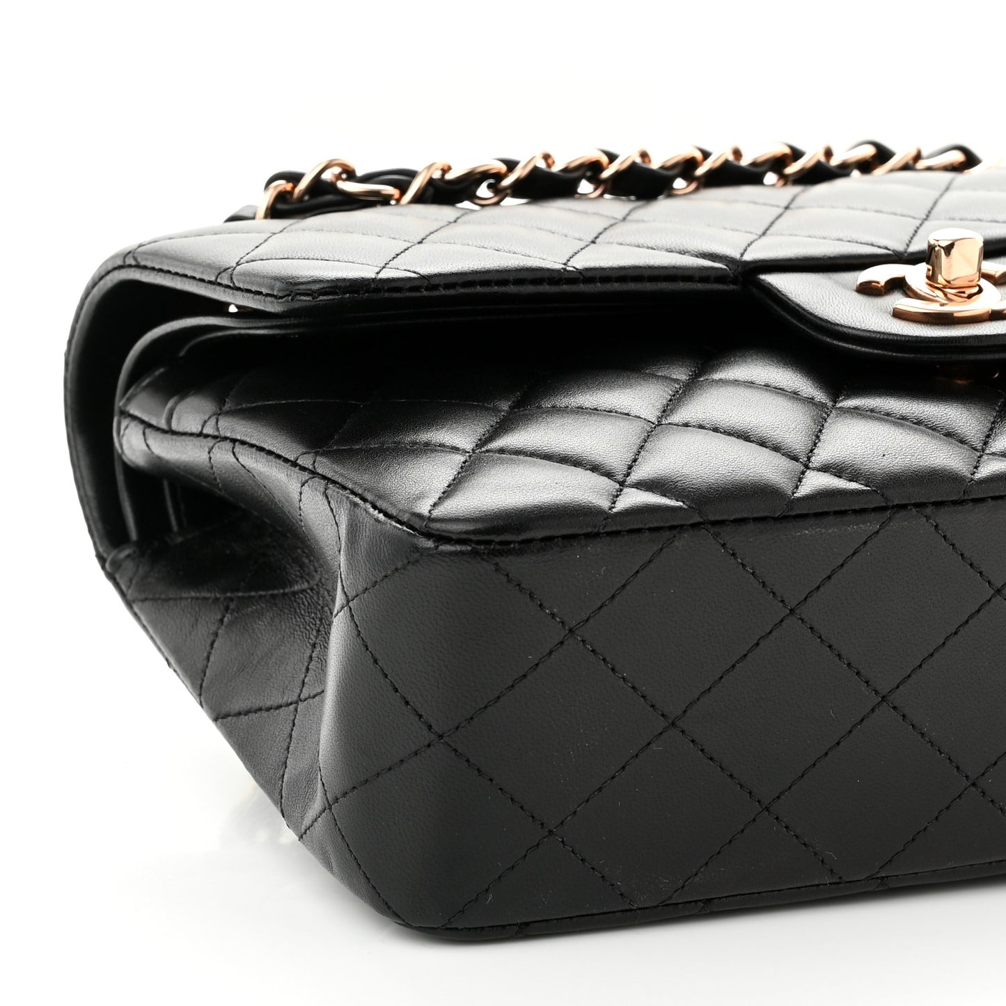 Lambskin Quilted Small Double Flap Black