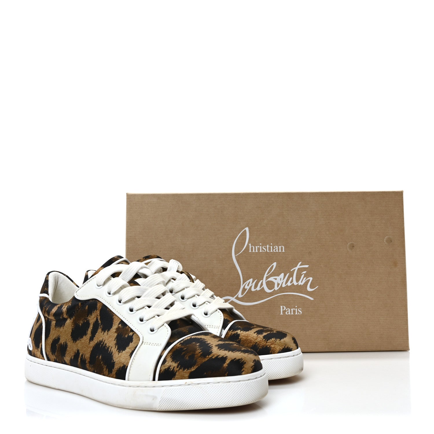 Christian Louboutin Crepe Satin Calfskin Womens Vieira Orlato Flat Sneakers 39 Brown White 9 of 9