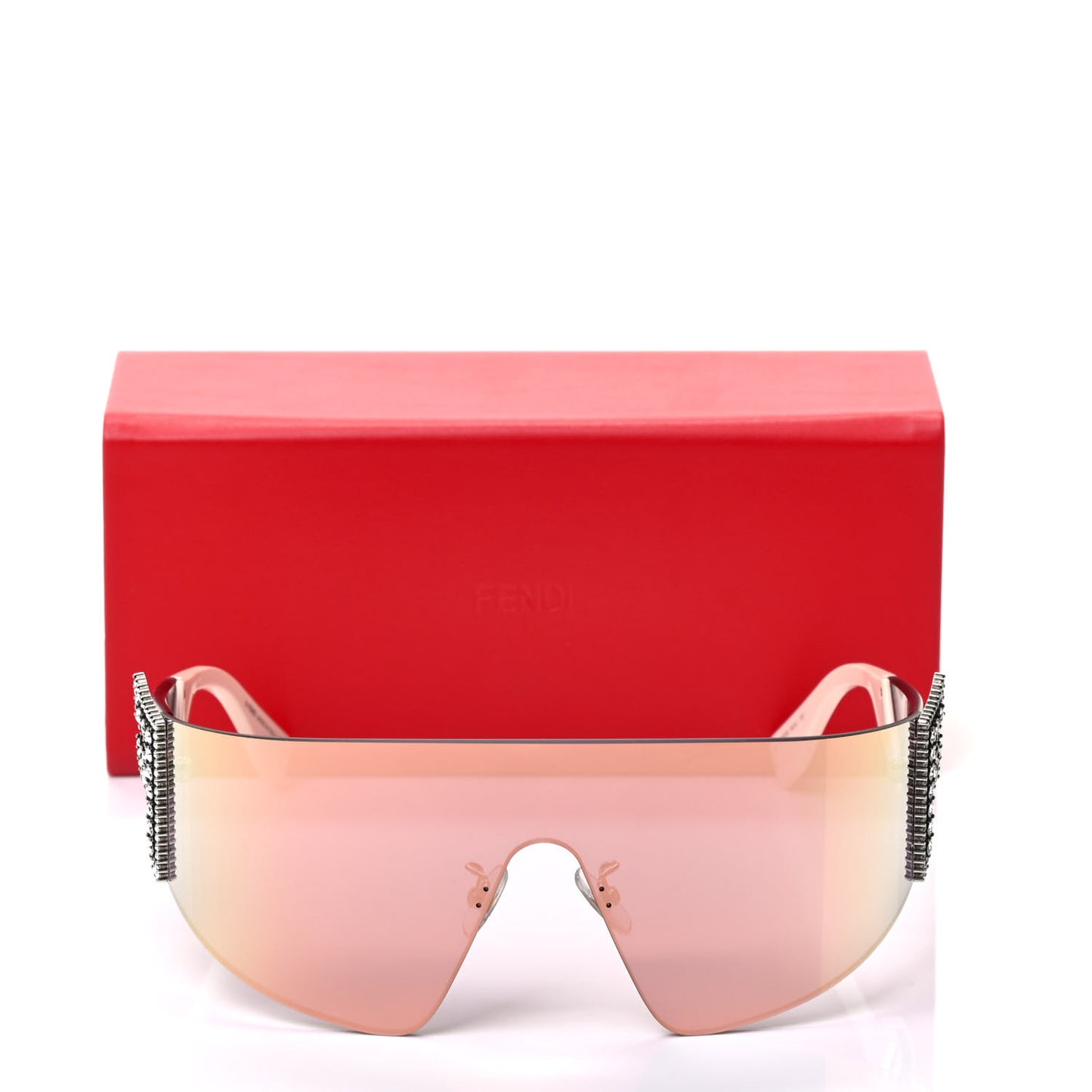 Mirrored Crystal Embellished FFreedom Shield Sunglasses FF 0382/S Pink