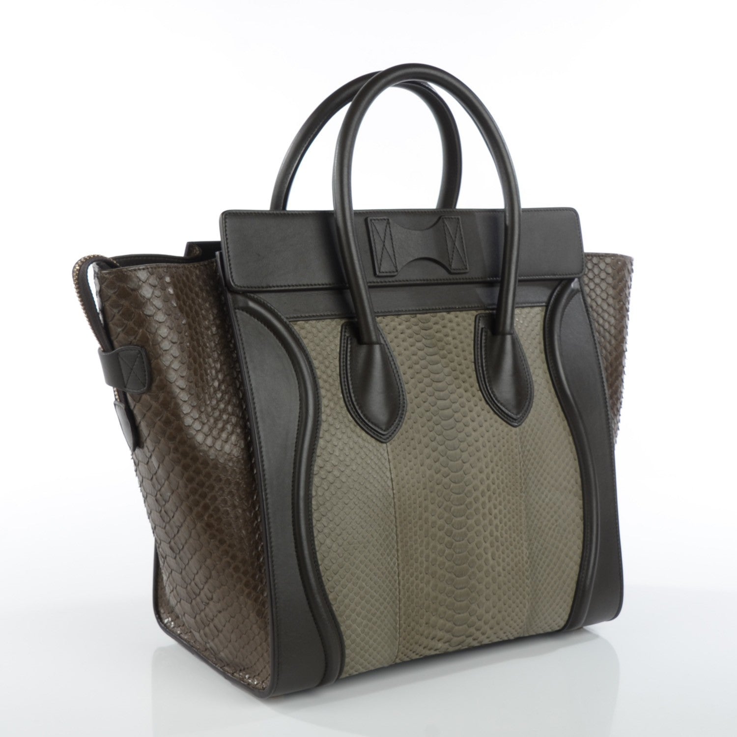 Celine Python Smooth Calfskin Mini Tri-Color Luggage Khaki 3 of 9