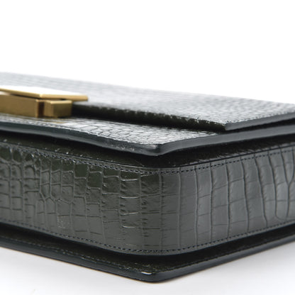 Saint Laurent Calfskin Crocodile Embossed Medium Bellechasse Satchel Dark Green 6 of 10