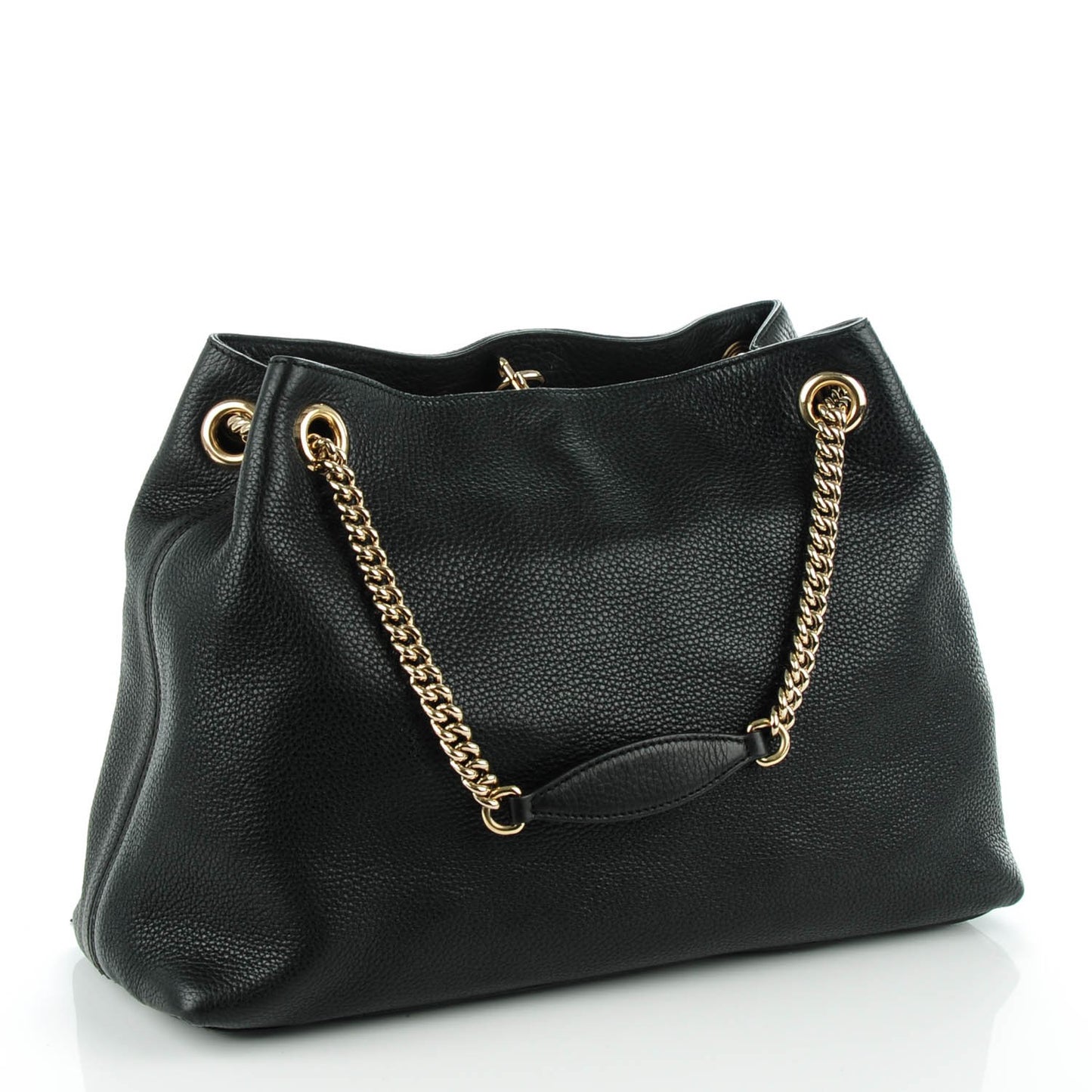 Pebbled Calfskin Medium Soho Chain Shoulder Bag Black