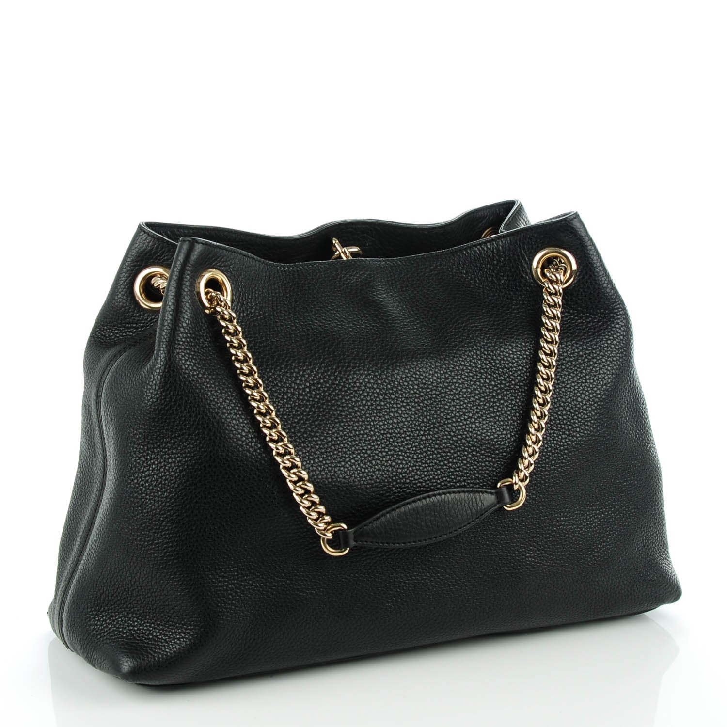 Gucci Pebbled Calfskin Medium Soho Chain Shoulder Bag Black 3 of 7
