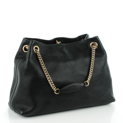 Gucci Pebbled Calfskin Medium Soho Chain Shoulder Bag Black 3 of 7