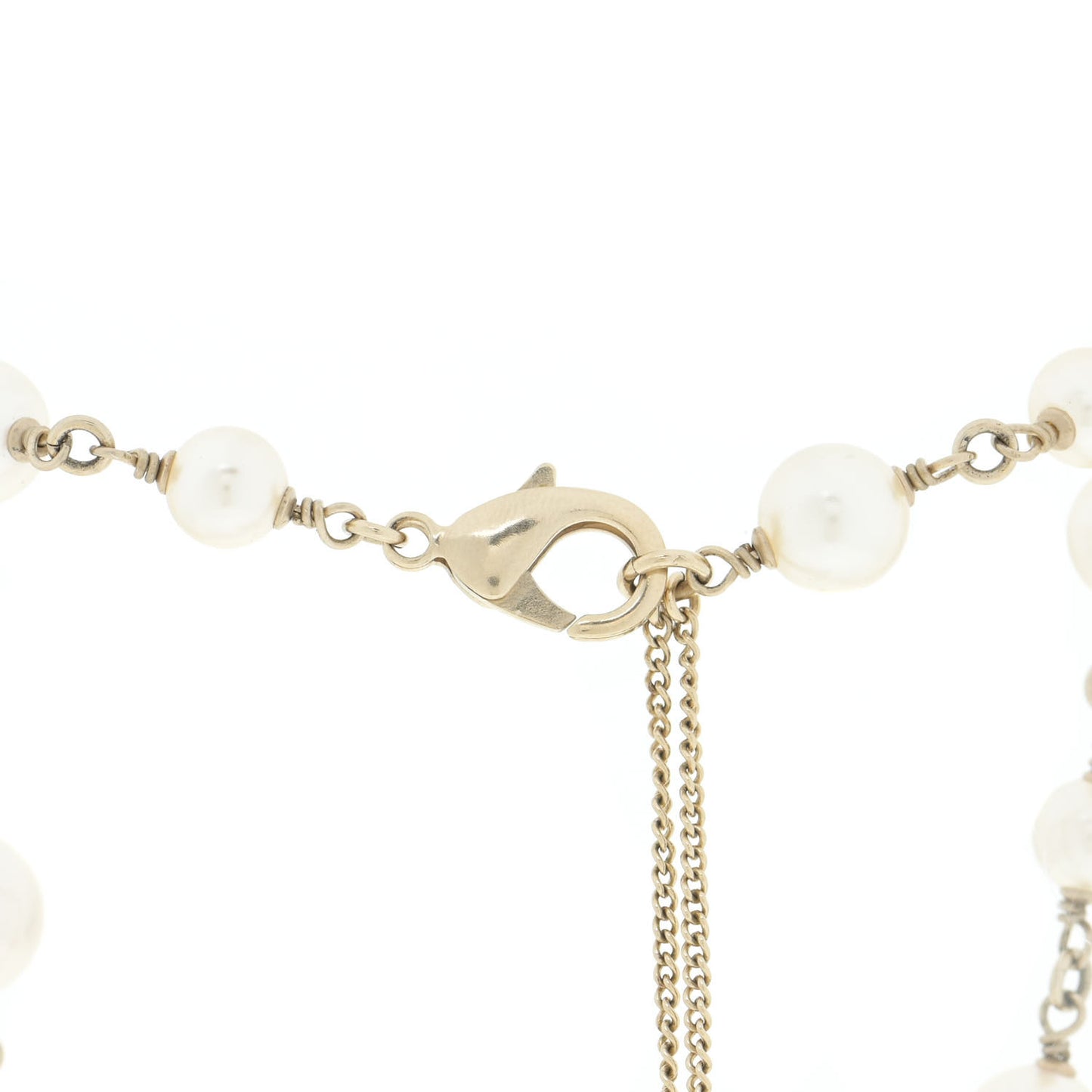 Iridescent Enamel Pearl CC Short Necklace Pink Gold