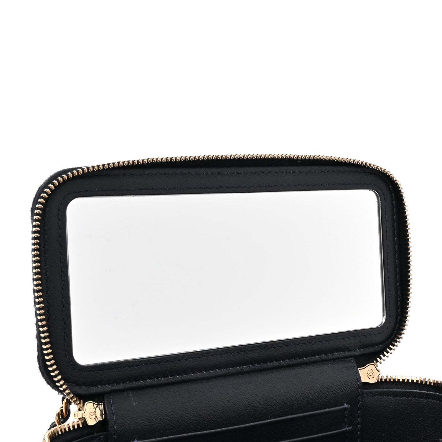 Chanel Wool Plaid Quilted Small Vanity Case With Chain Blue 7 of 10