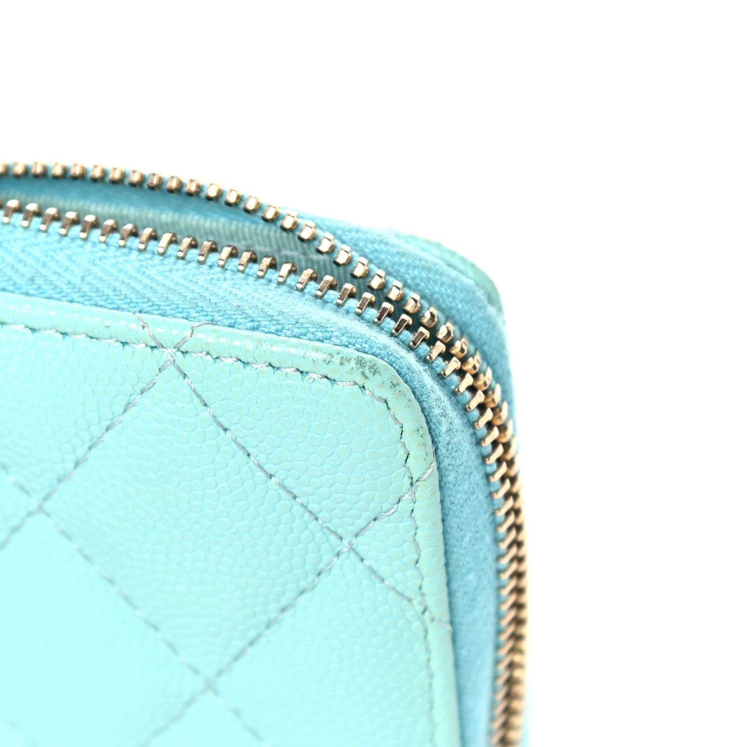 Chanel Caviar Quilted Zip Coin Purse Light Blue 17 of 19