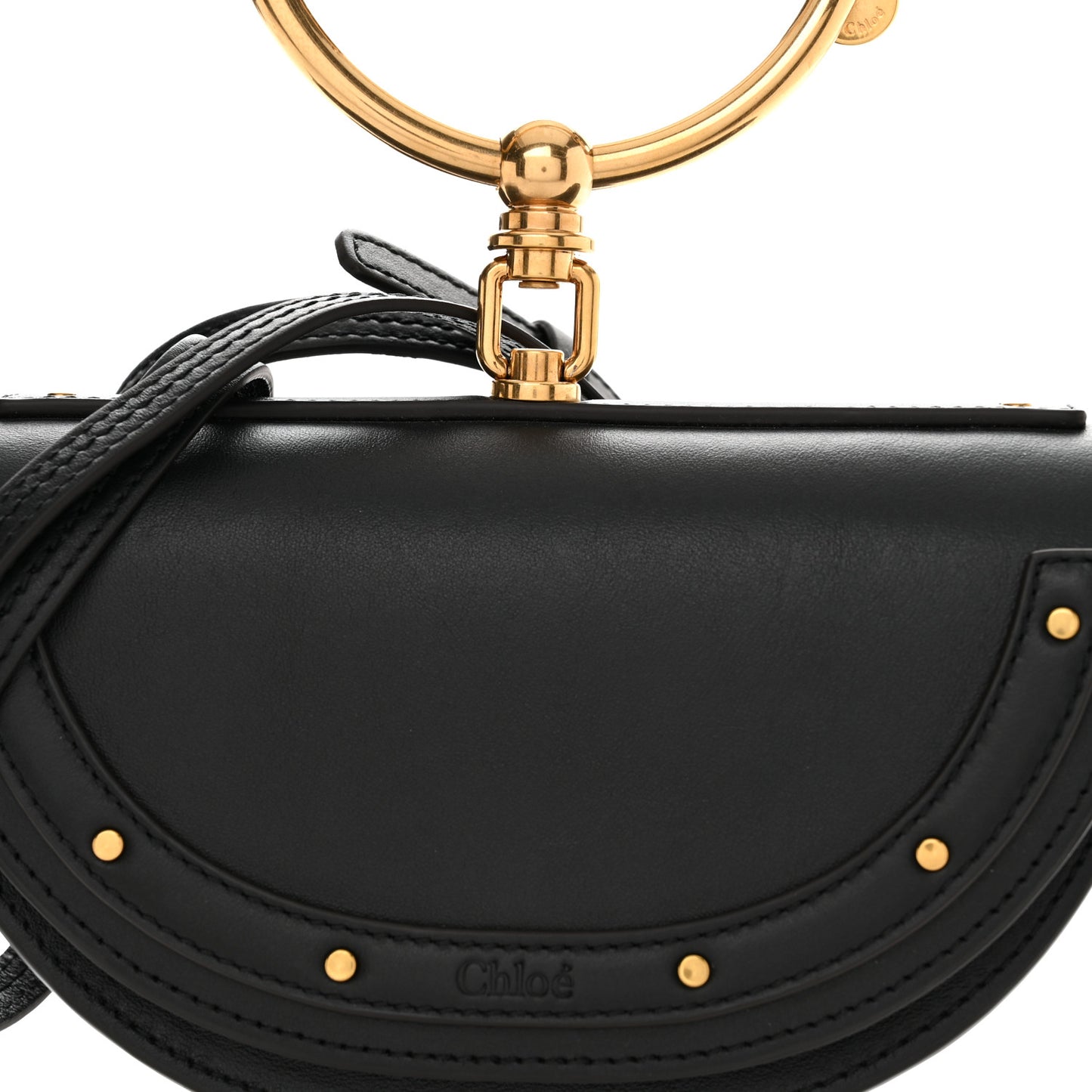 Calfskin Small Nile Bracelet Minaudiere Bag Black
