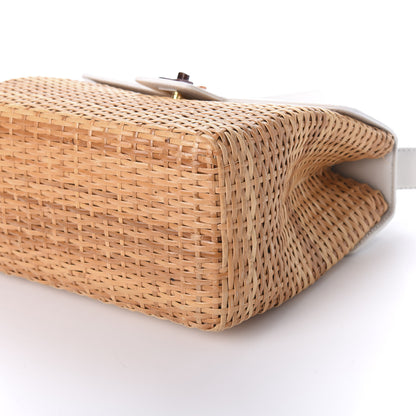 Chanel Calfskin Rattan Basket Flap Shoulder Bag White 11 of 11
