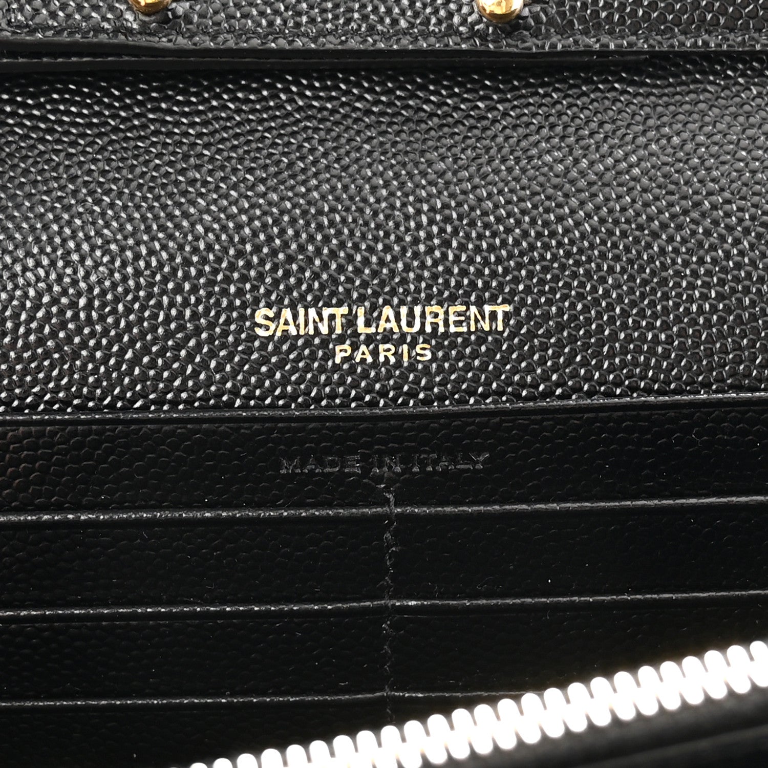 Saint Laurent Grain De Poudre Matelasse Chevron Monogram Chain Wallet Black 6 of 11