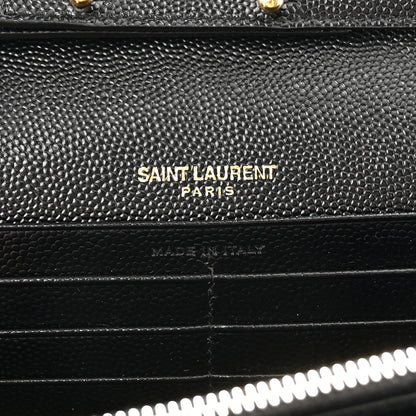 Saint Laurent Grain De Poudre Matelasse Chevron Monogram Chain Wallet Black 6 of 11