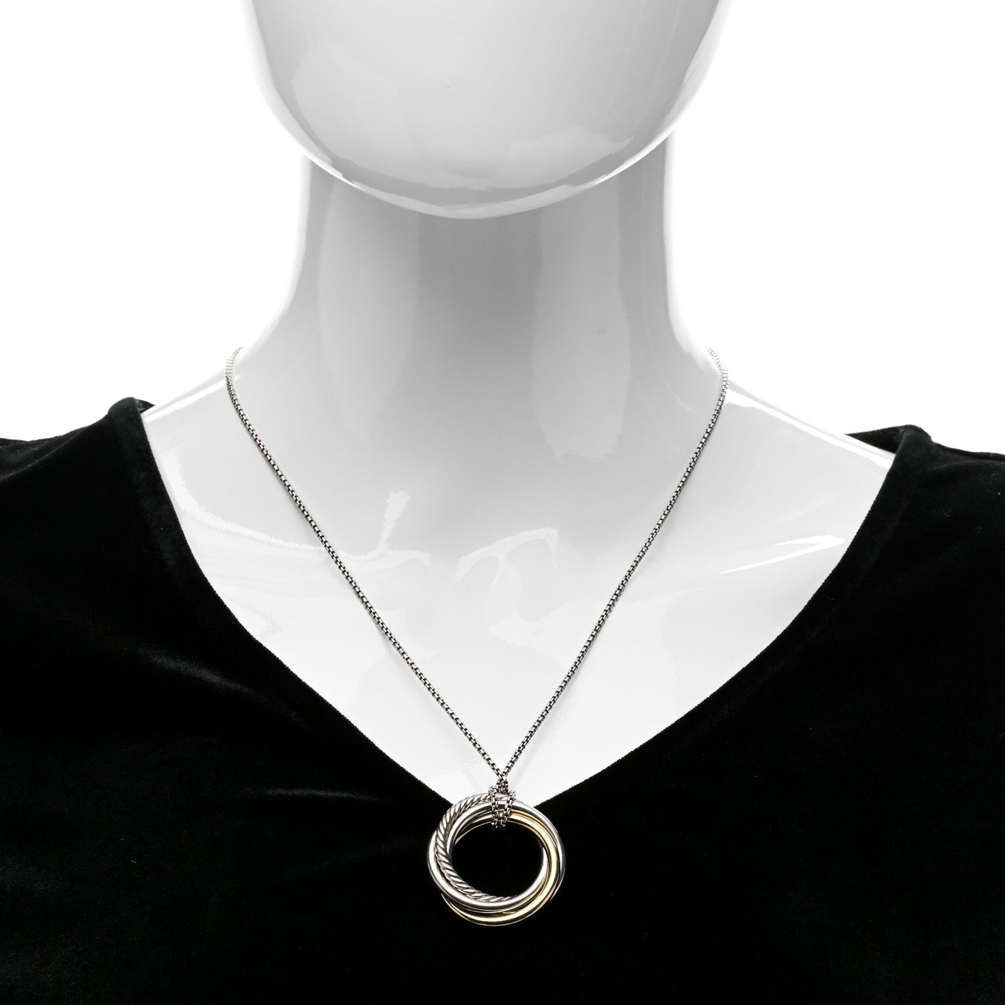 Sterling Silver 14K Yellow Gold 28mm Crossover Pendant Necklace