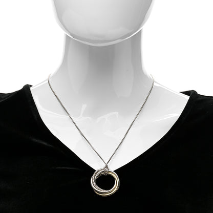 David Yurman Sterling Silver 14K Yellow Gold 28mm Crossover Pendant Necklace 2 of 5