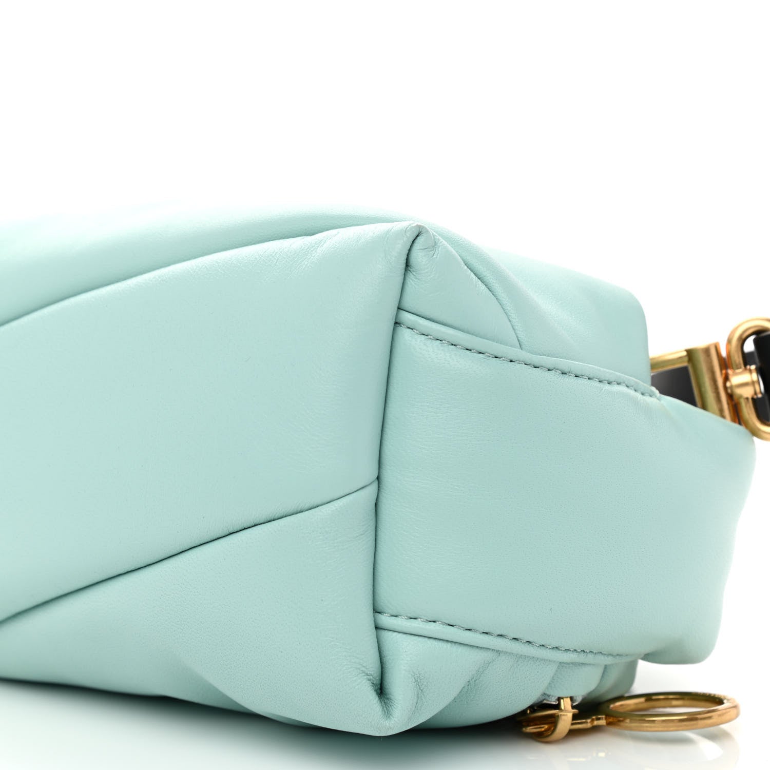 Off-White Calfskin Puffy Pump Pouch Crossbody Bag Light Blue 8 of 8