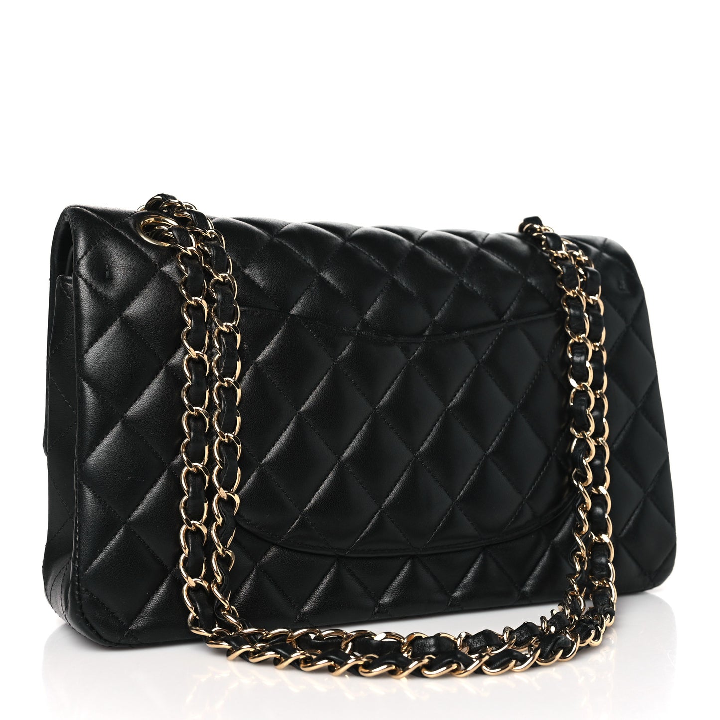 Lambskin Quilted Medium Double Flap Black