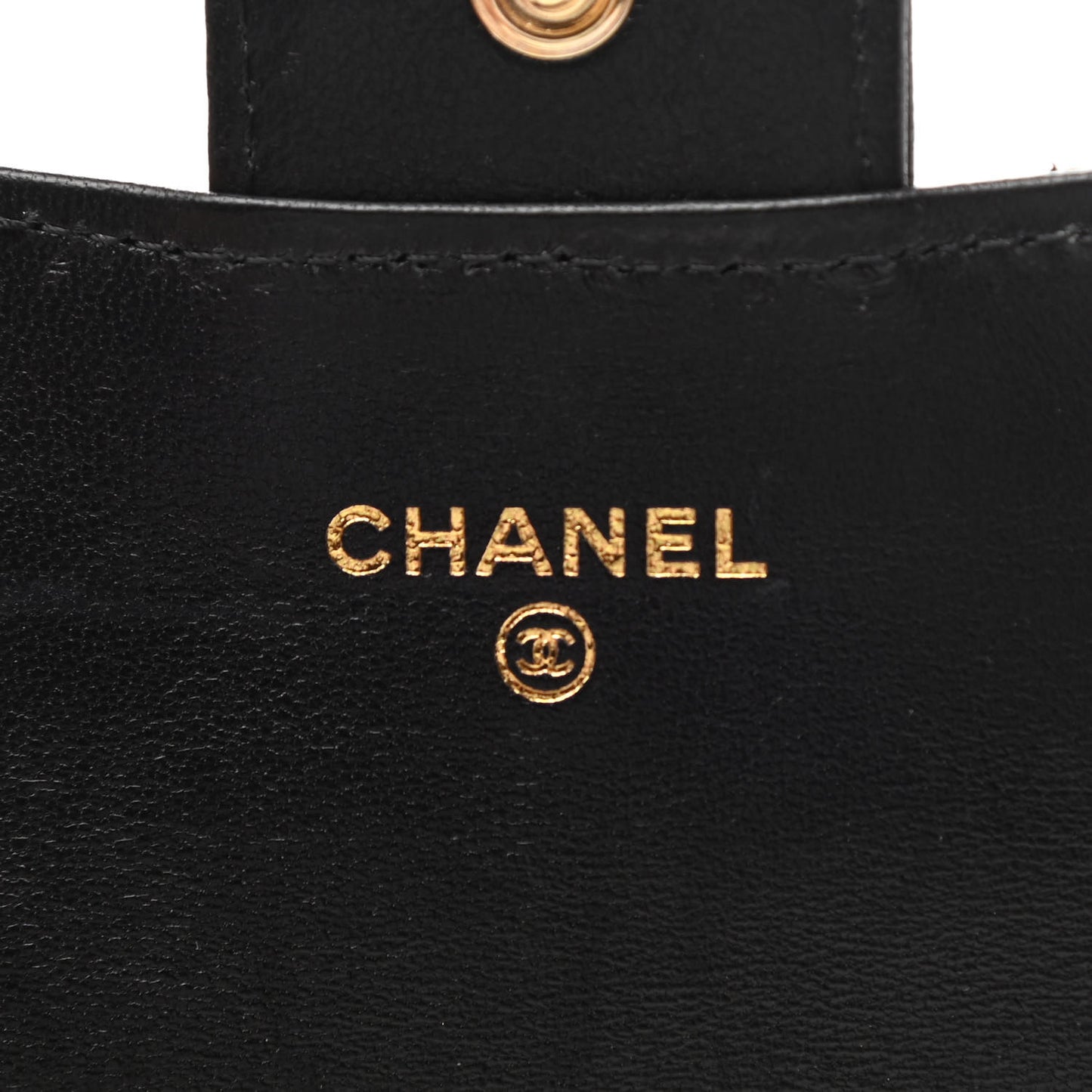 Lambskin Quilted Flap Card Holder Wallet Black