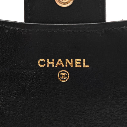 Chanel Lambskin Quilted Flap Card Holder Wallet Black 6 of 9